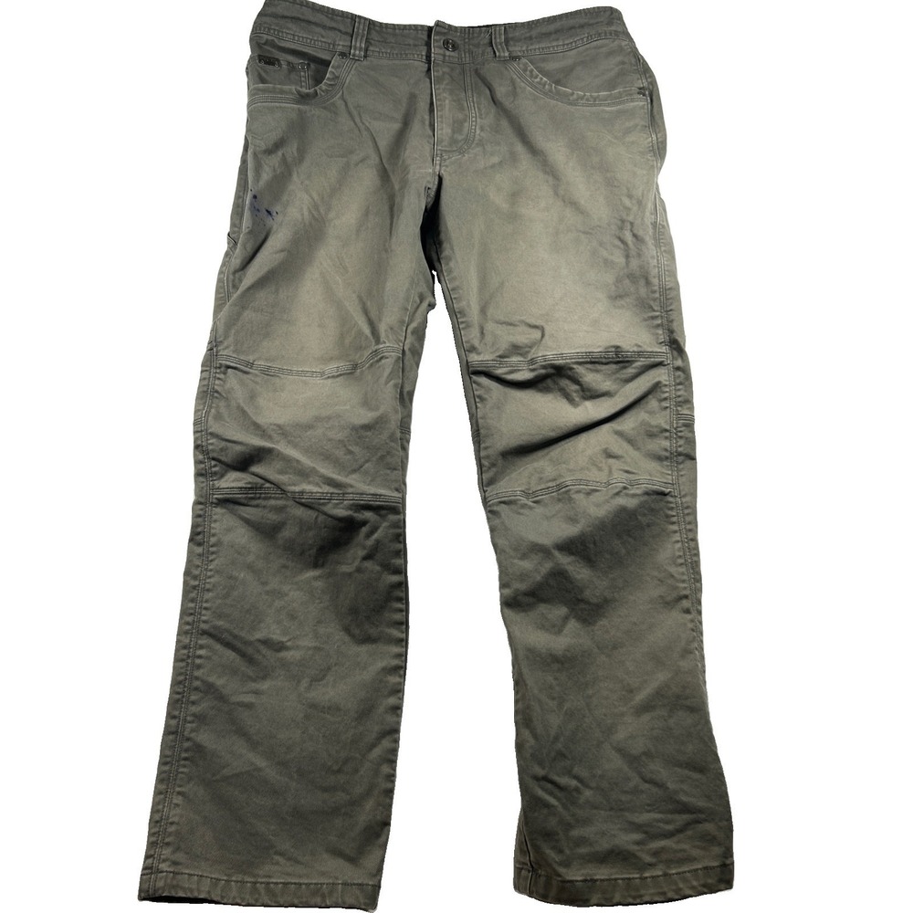 Kuhl Rydr Vintage Patina Dye Pants Mens 36x30 Olive Brown Hiking Workwear 5016